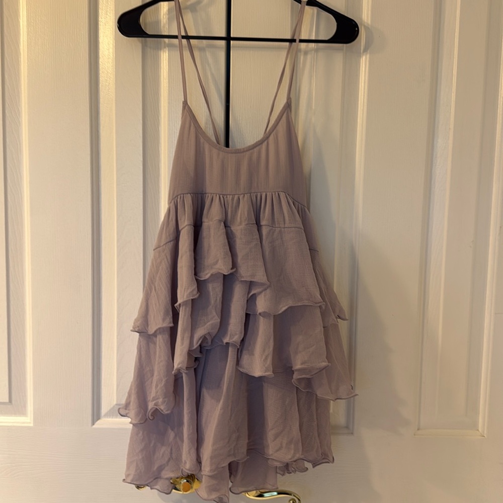 NWT FREE PEOPLE lavender ruffled mini or wear as a long top